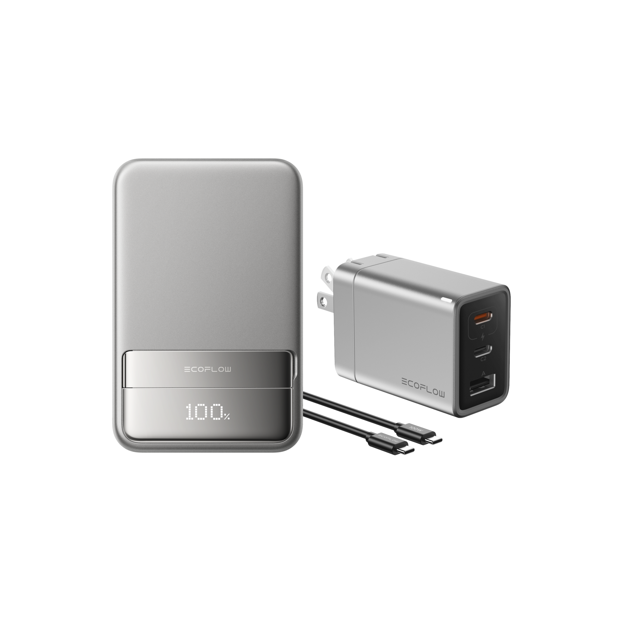 EcoFlow RAPID Magnetic Power Bank 10000mAh+  RAPID 65W GaN Wall Charger (3 ports）with 100W Cable (3 ft/1 m)