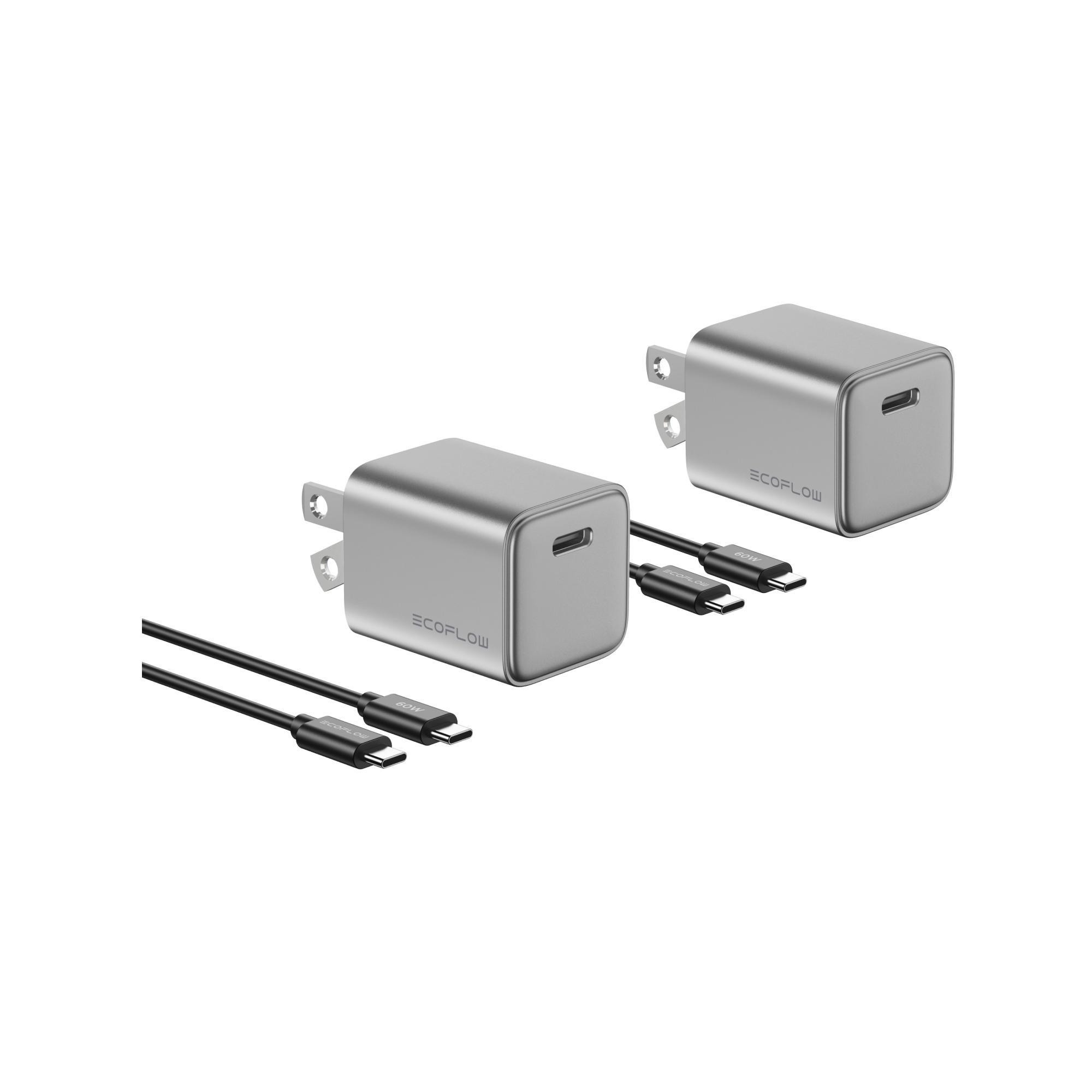 EcoFlow RAPID 30W GaN Wall Charger with 60W Cable - 2 pack