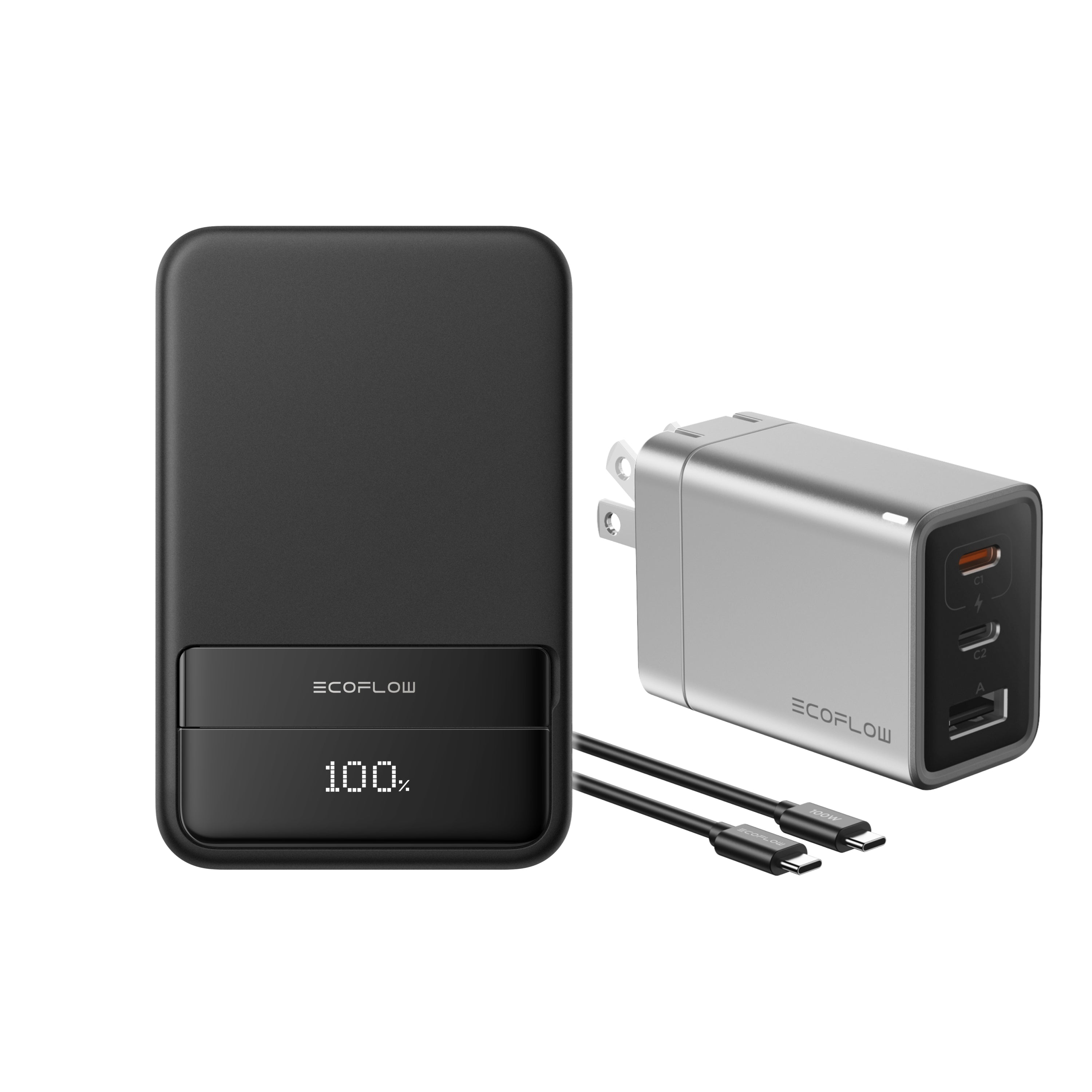 EcoFlow RAPID Magnetic Power Bank 10000mAh+  RAPID 65W GaN Wall Charger (3 ports）with 100W Cable (3 ft/1 m)