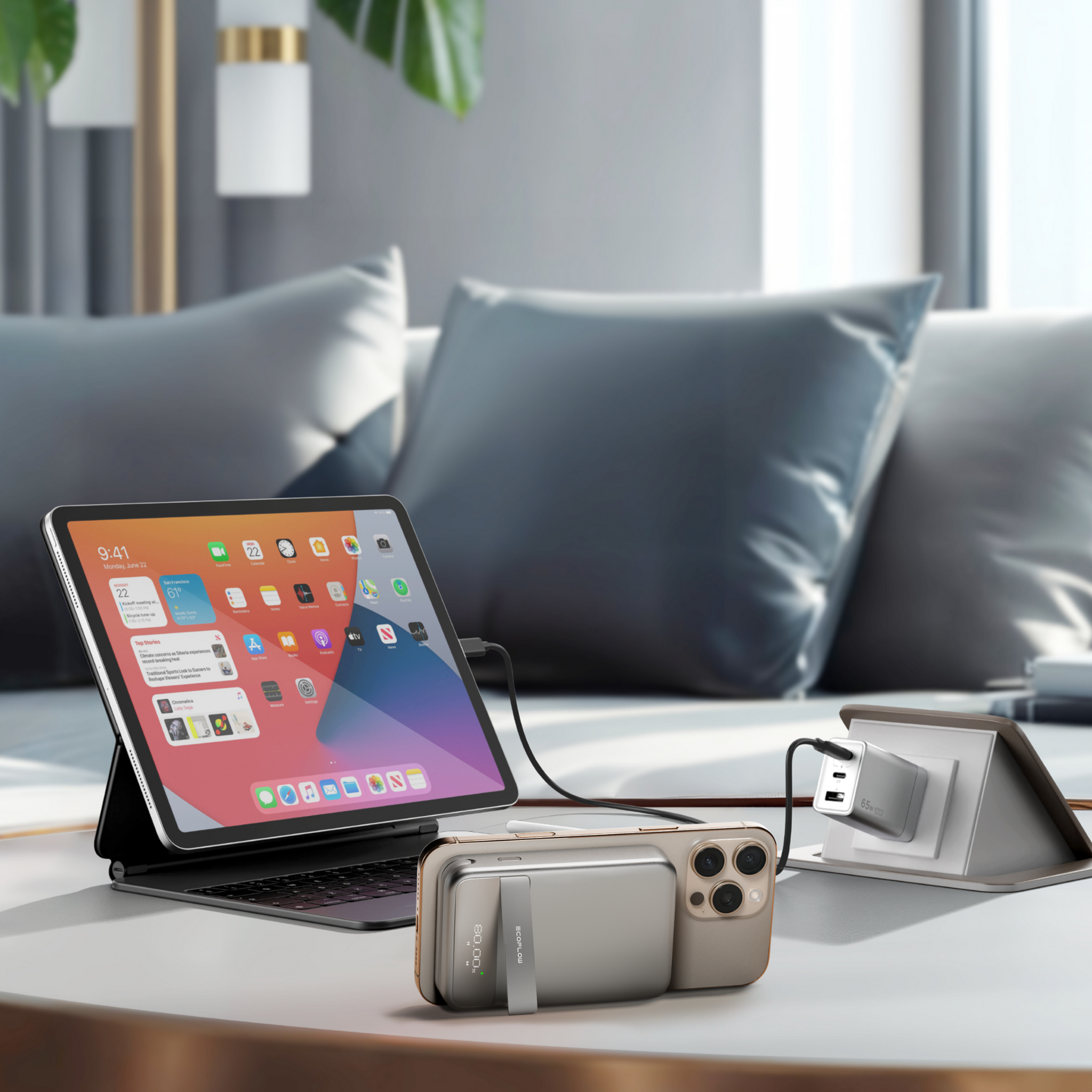 EcoFlow RAPID Magnetic Power Bank 10000mAh+  RAPID 65W GaN Wall Charger (3 ports）with 100W Cable (3 ft/1 m)