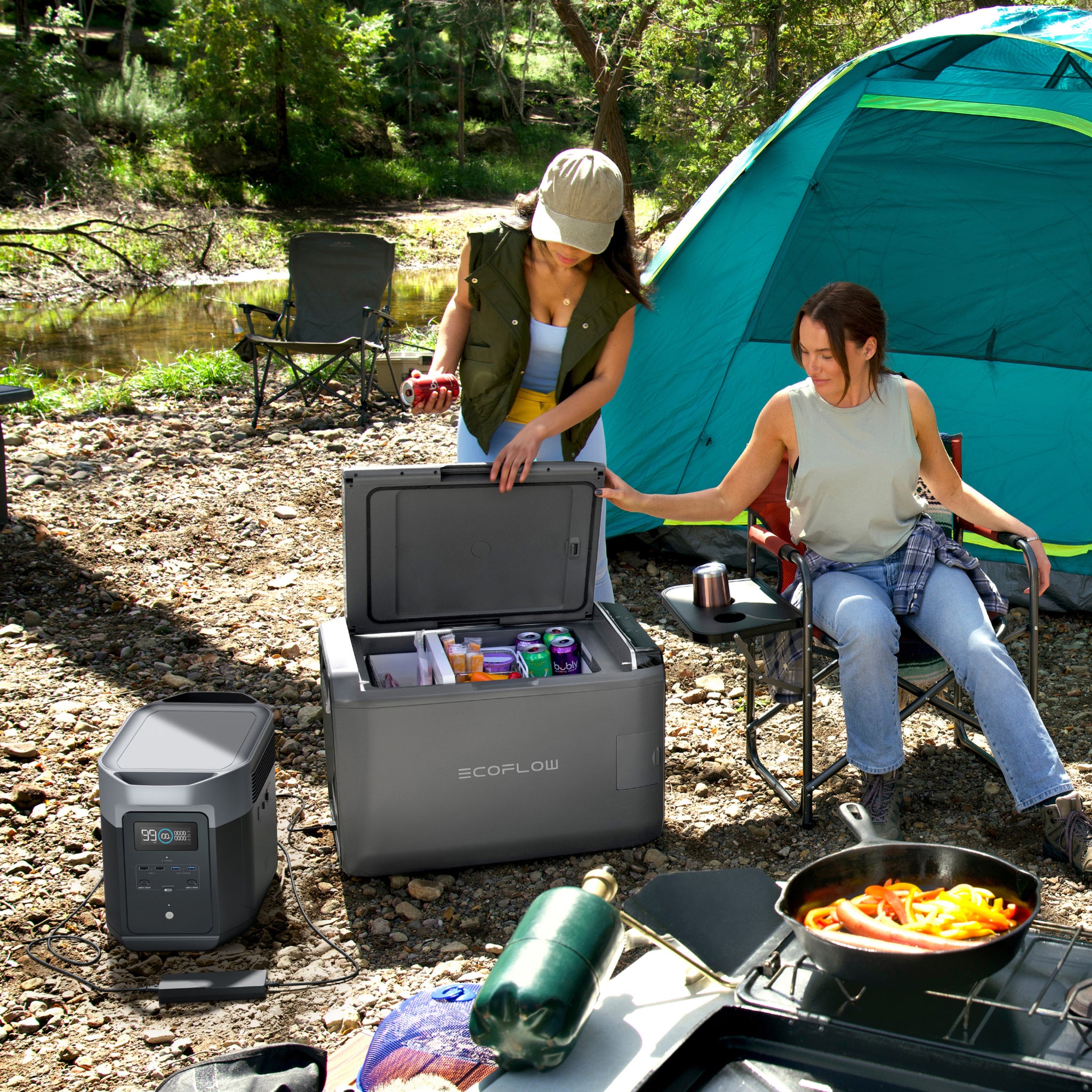 EcoFlow GLACIER Classic 55L Portable Fridge Freezer + Plug-in Battery with Delta 2 Max Portable Power Station