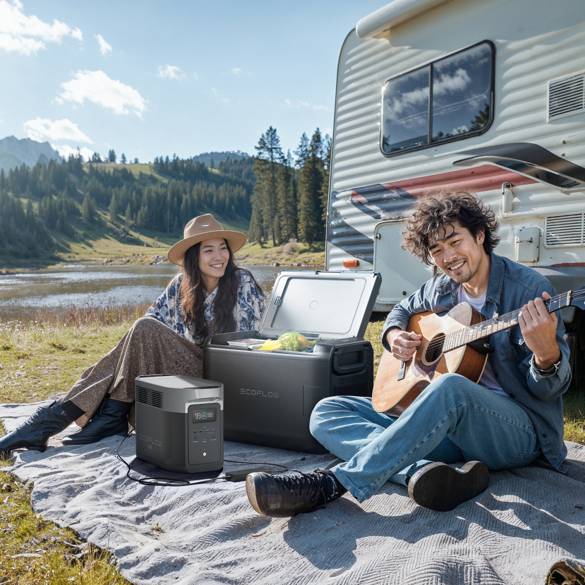 EcoFlow GLACIER Classic 55L Portable Fridge Freezer + Plug-in Battery with Delta 2 Max Portable Power Station