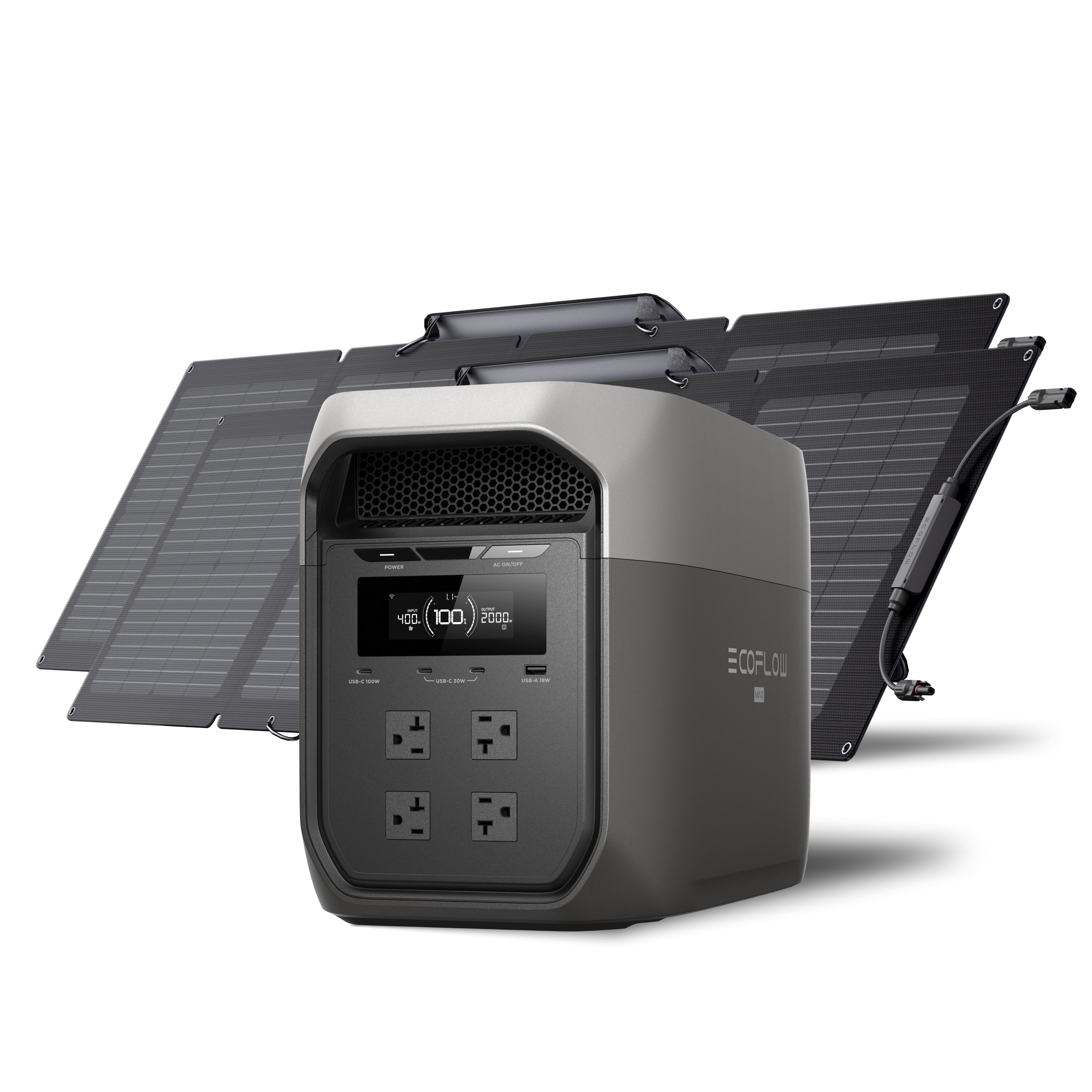 EcoFlow 2kwh Solar Generator Combo, Delta 3 Max + 110W Solar Panel * 2
