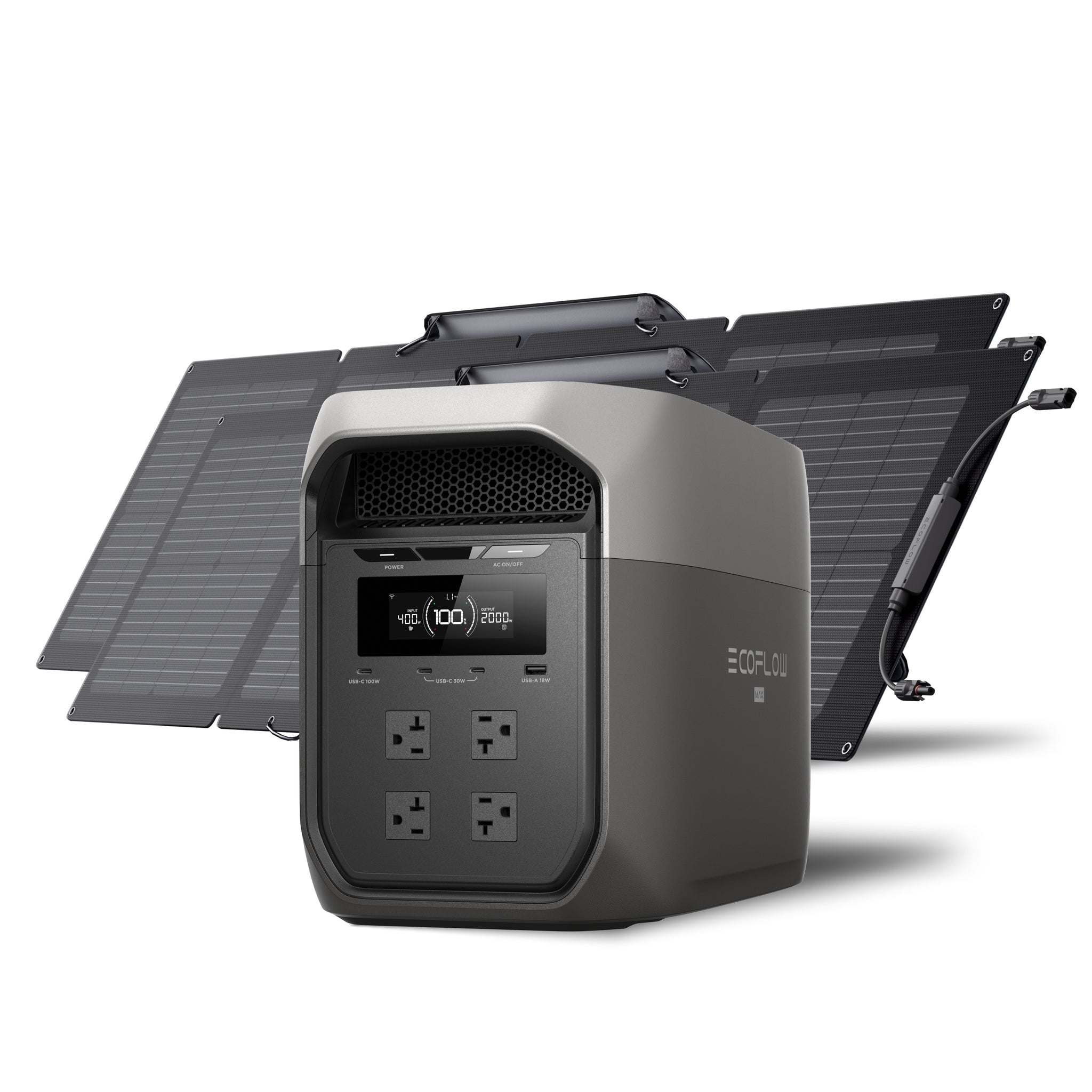 EcoFlow 2kwh Solar Generator Combo, Delta 3 Max + 110W Solar Panel * 2